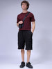 Men's Black Relaxed Fit Textured Shorts