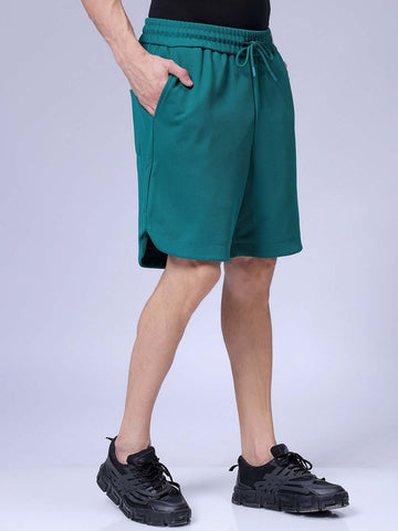 Men's Green Relaxed Fit Solid Shorts