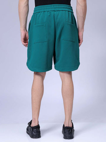 Men's Green Relaxed Fit Solid Shorts