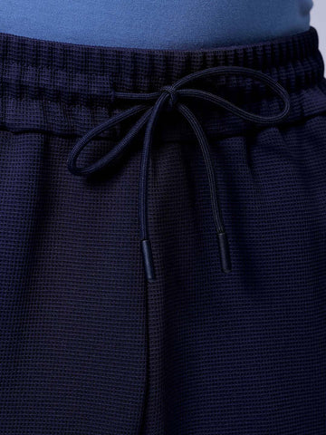 Men's Navy Relaxed Fit Solid Casual Shorts