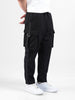 Men Black Relaxed Tapered Fit  Solid Cargo