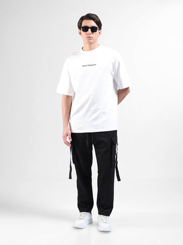 Men Black Relaxed Tapered Fit  Solid Cargo