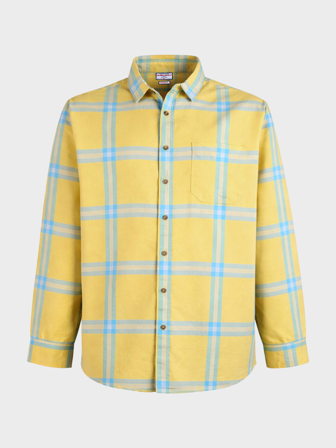 Men's Yellow Regular Fit Checkered Casual Shirt