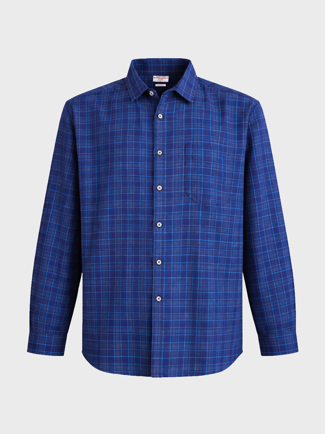 Men's Navy Blue Regular Fit Checkered Casual Shirt
