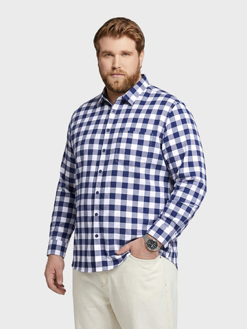 Men's White Regular Fit Checkered Casual Shirt