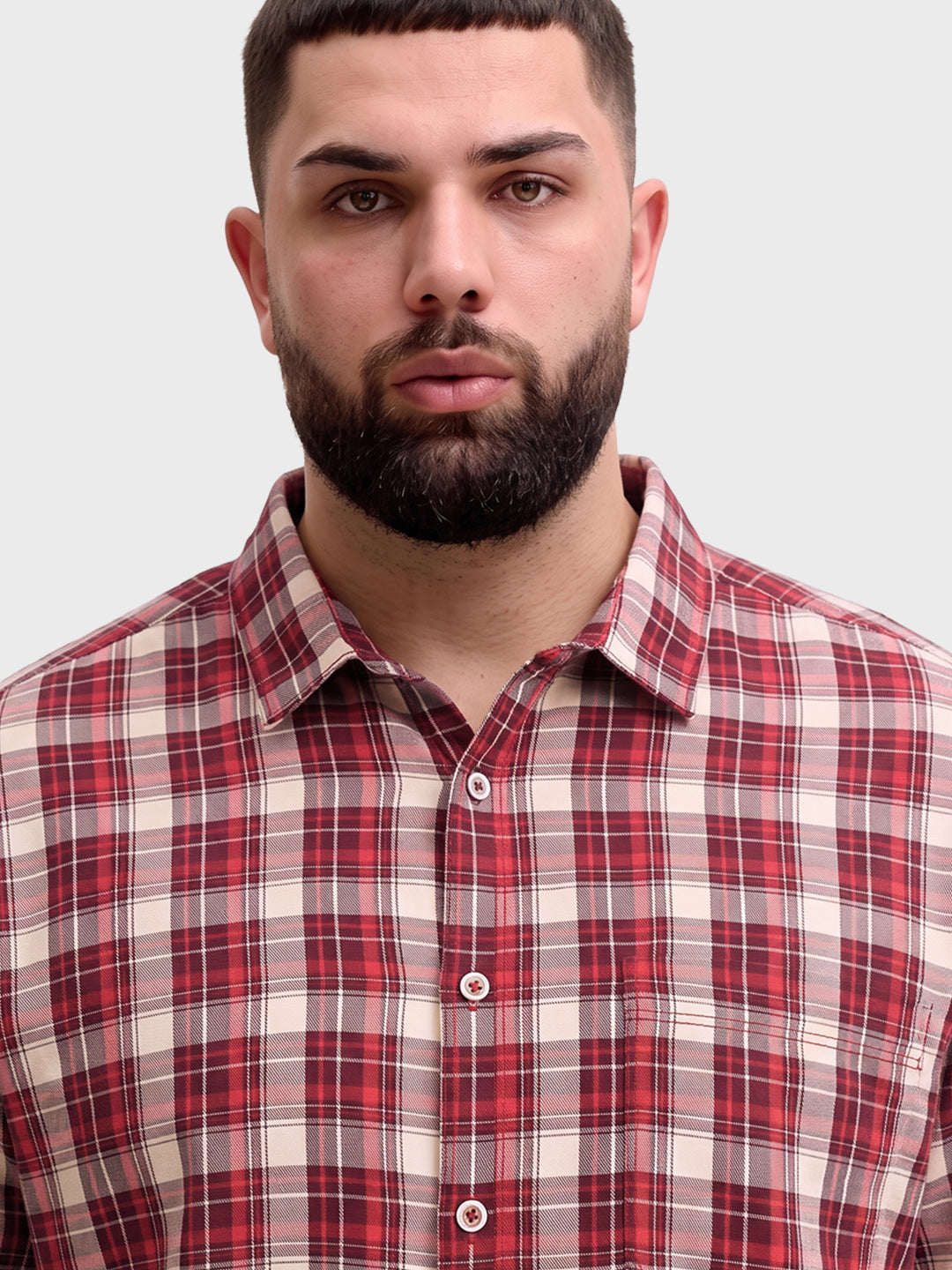 Men's Maroon Regular Fit Checkered Casual Shirt