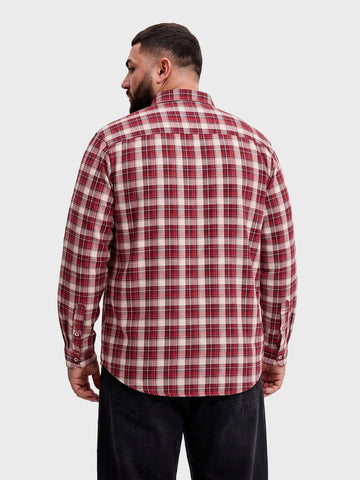 Men's Maroon Regular Fit Checkered Casual Shirt