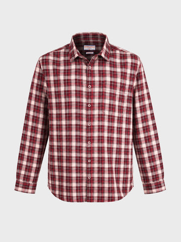 Men's Maroon Regular Fit Checkered Casual Shirt