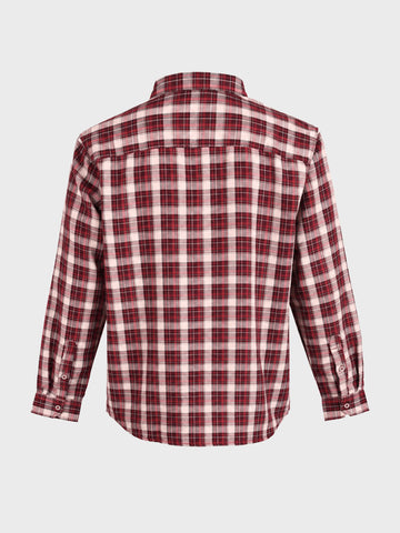 Men's Maroon Regular Fit Checkered Casual Shirt