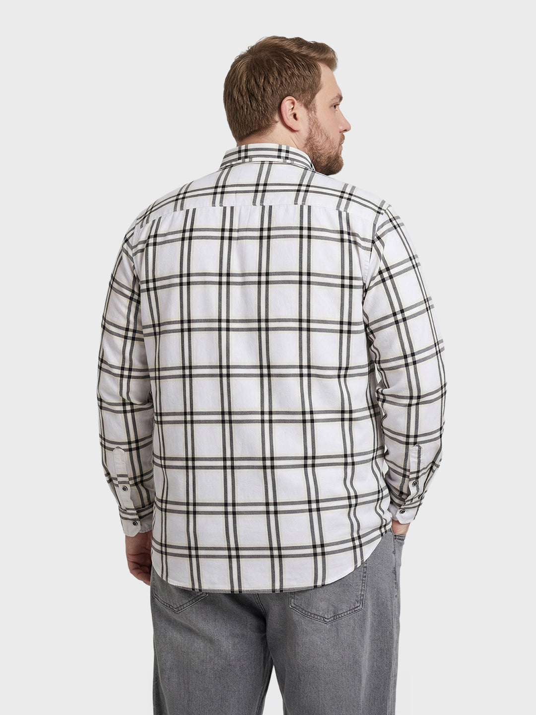Men's White Regular Fit Checkered Casual Shirt