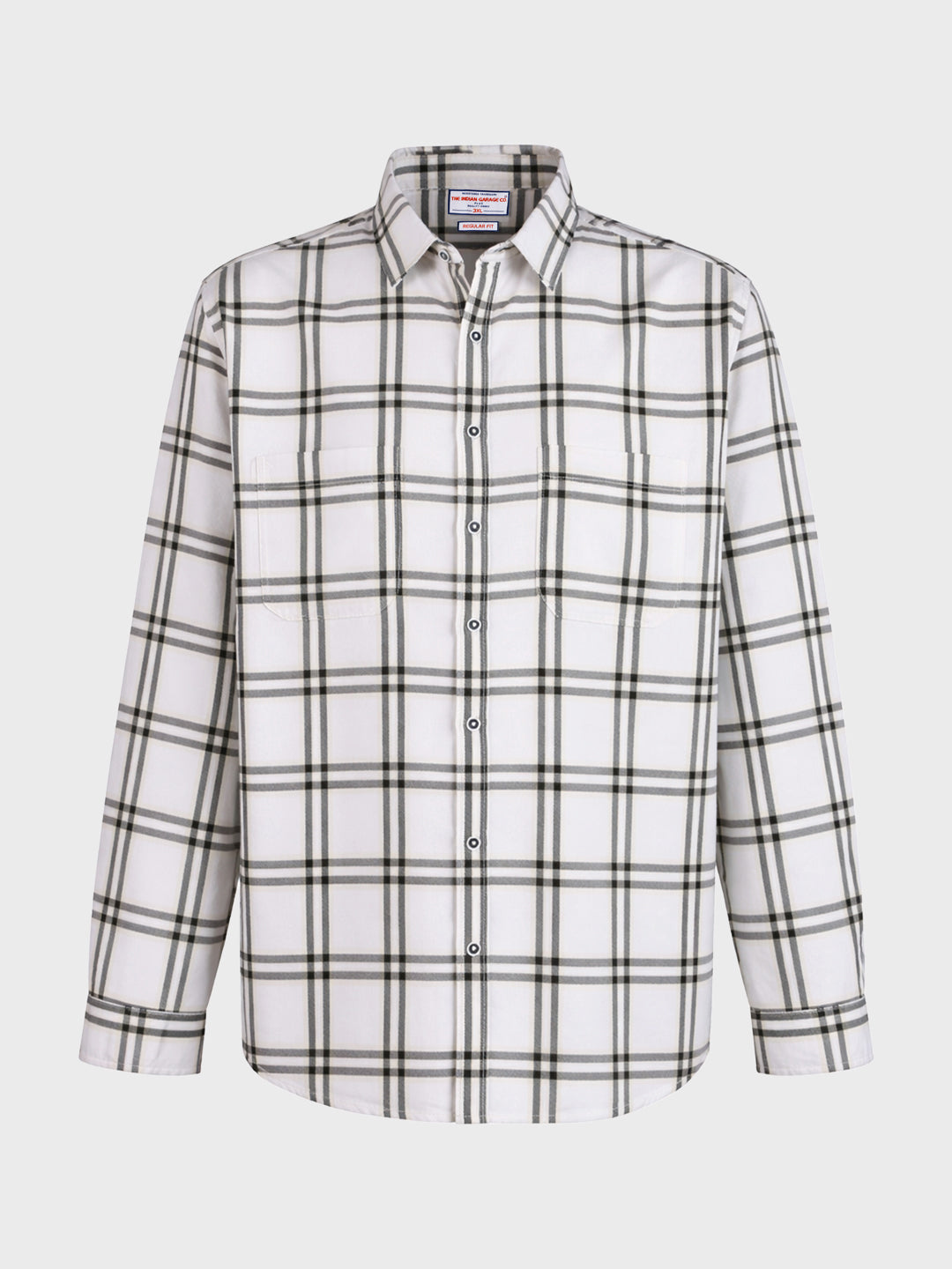 Men's White Regular Fit Checkered Casual Shirt