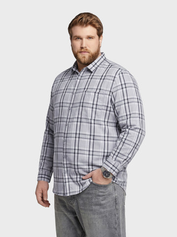 Men's Grey Regular Fit Checkered Casual Shirt