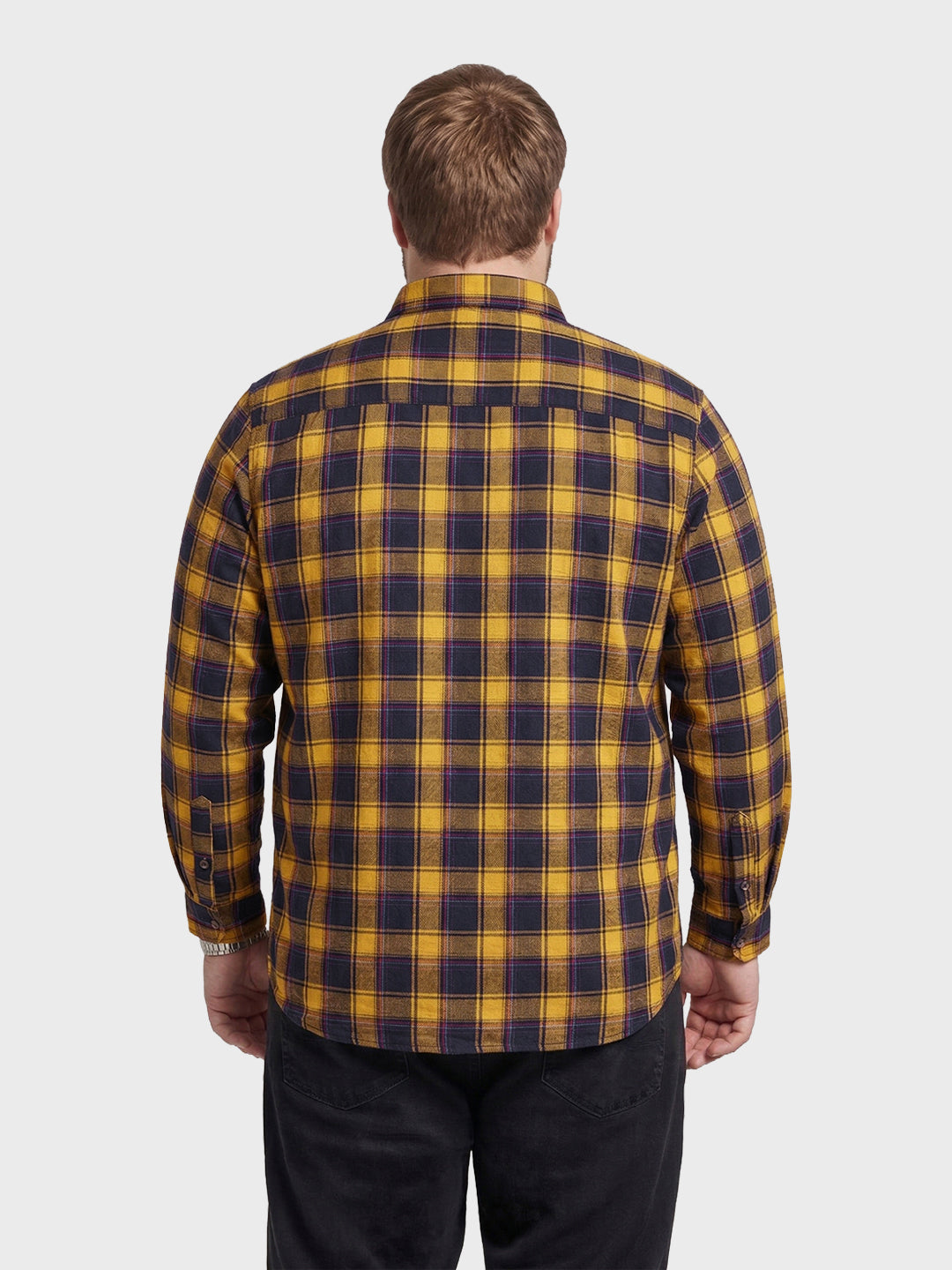 Men's Yellow Regular Fit Checkered Casual Shirt