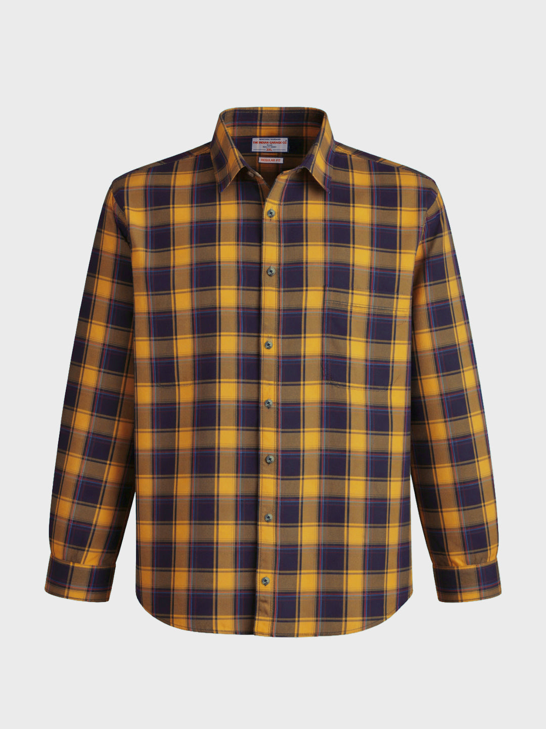 Men's Yellow Regular Fit Checkered Casual Shirt