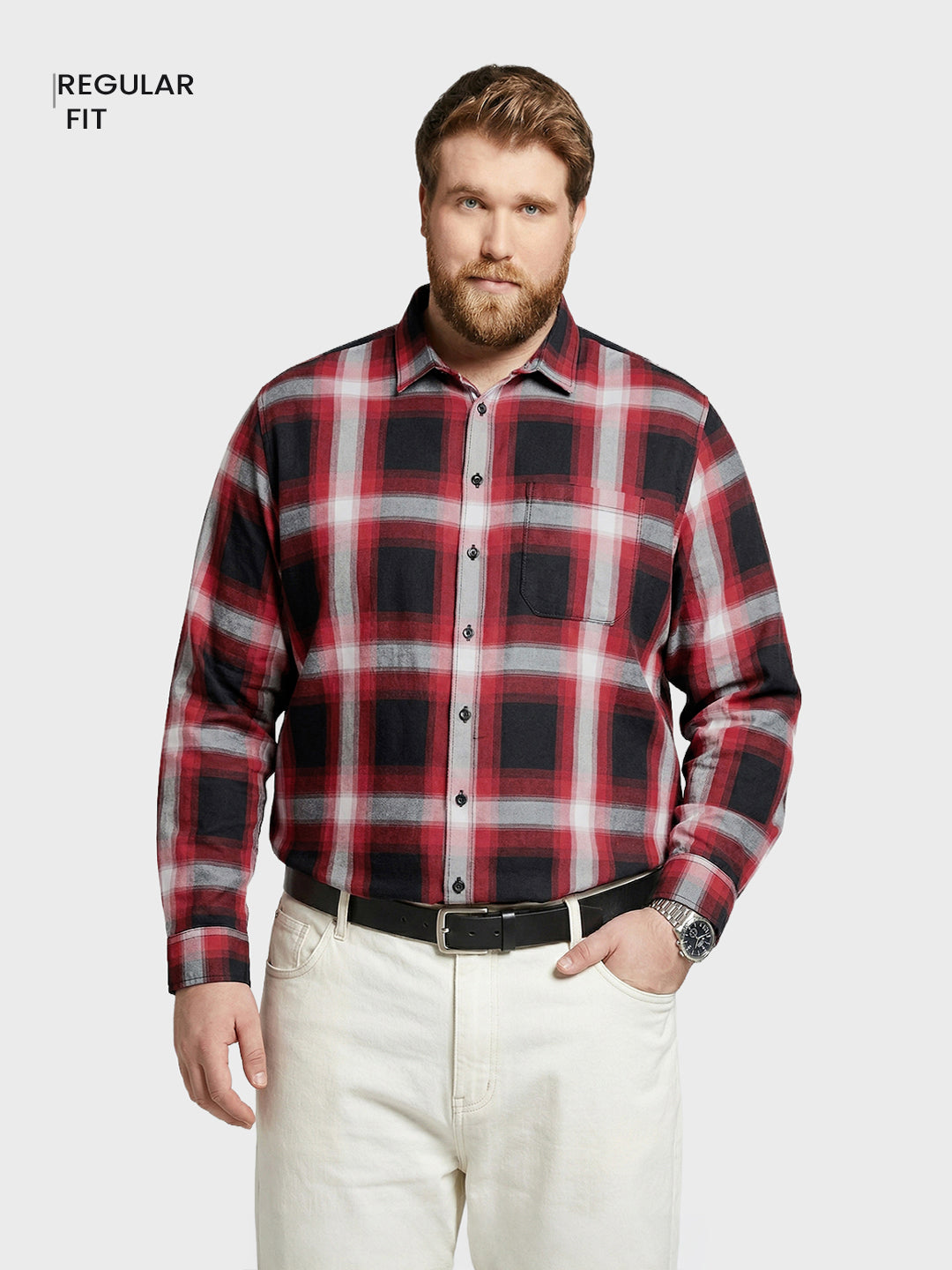 Men's Black Regular Fit Checkered Casual Shirt