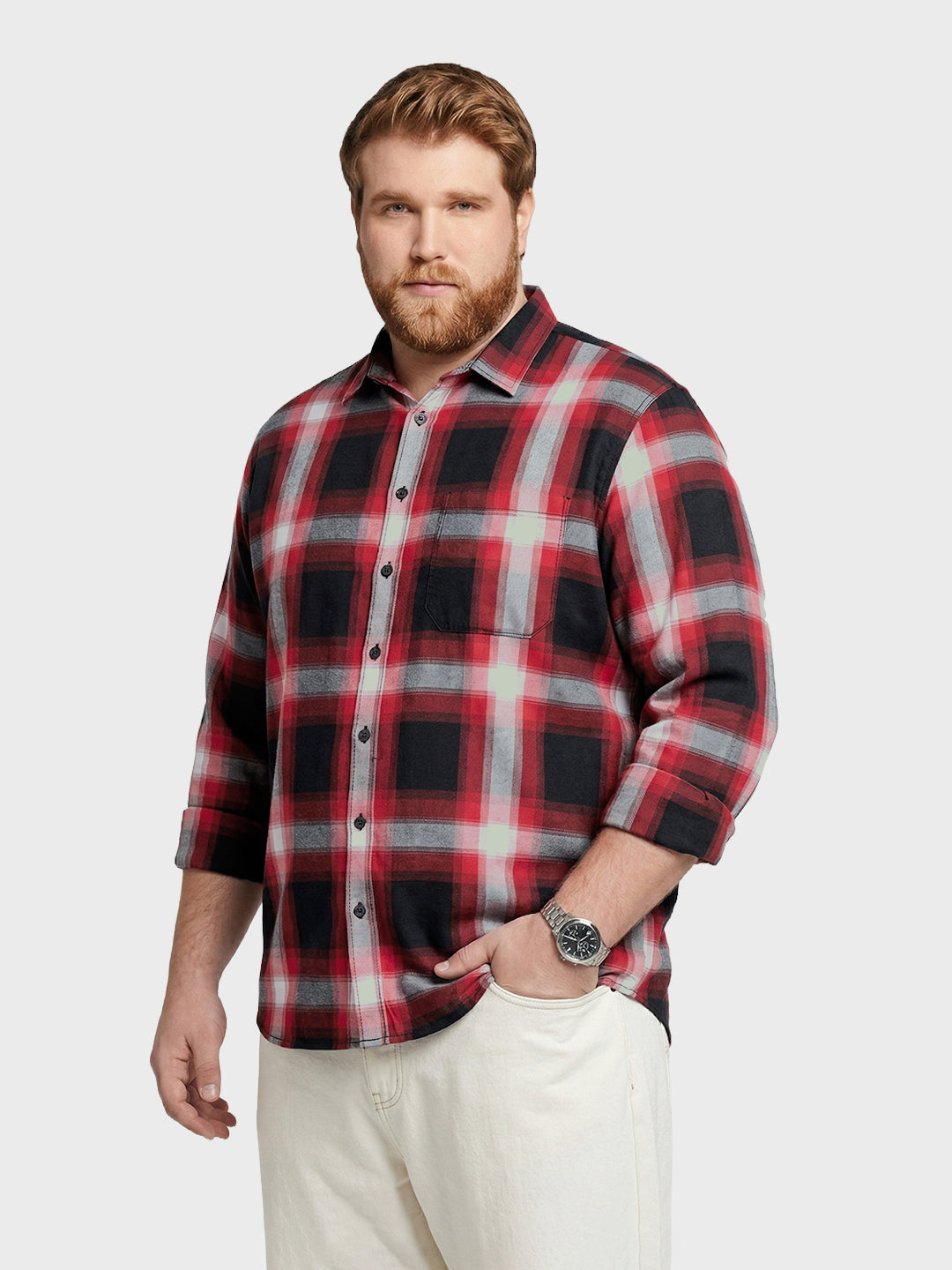 Men's Black Regular Fit Checkered Casual Shirt