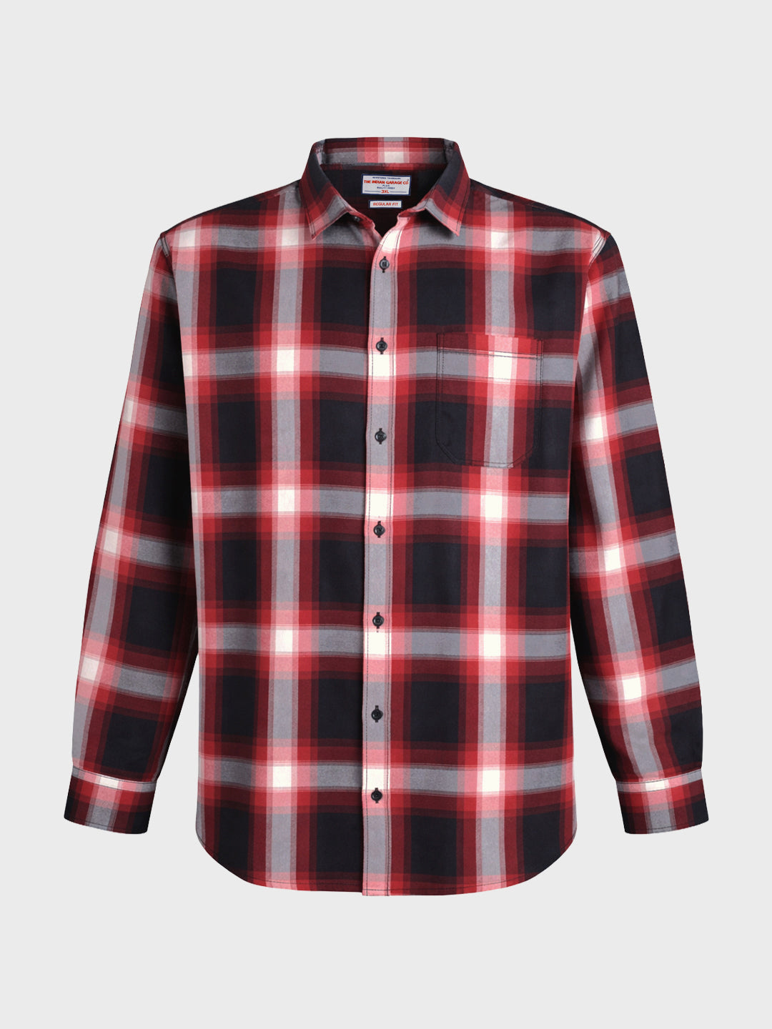 Men's Black Regular Fit Checkered Casual Shirt