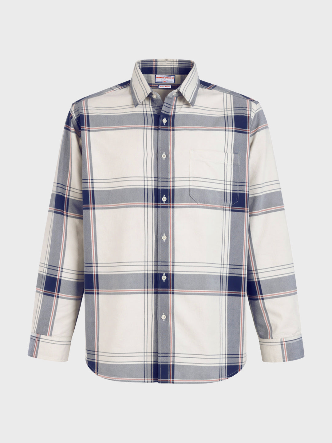 Men's Cream Regular Fit Checkered Casual Shirt