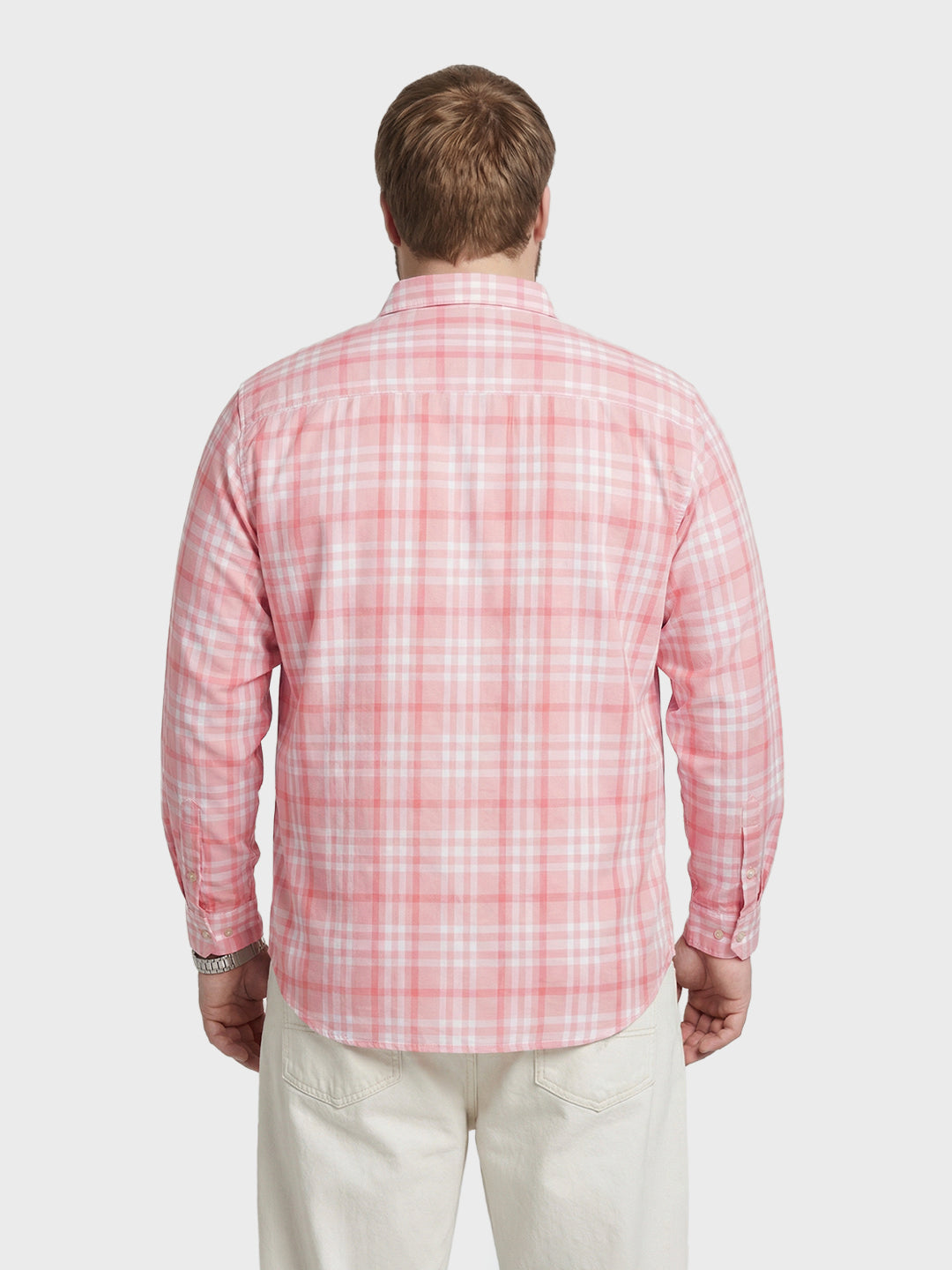 Men's Pink Regular Fit Checked Casual Shirt