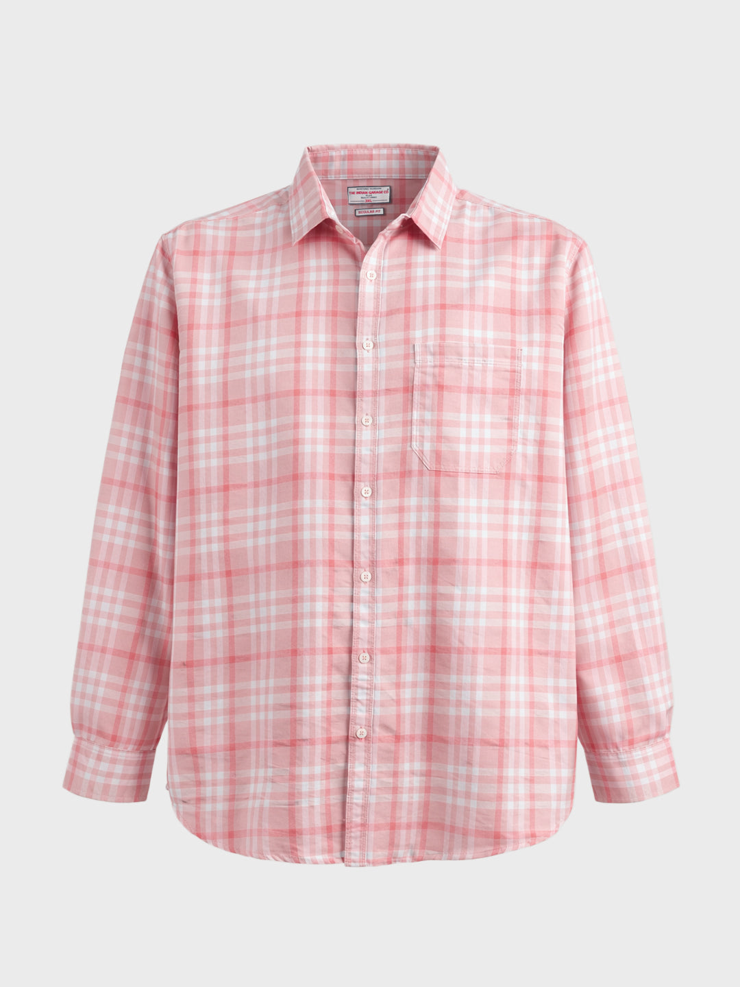 Men's Pink Regular Fit Checked Casual Shirt
