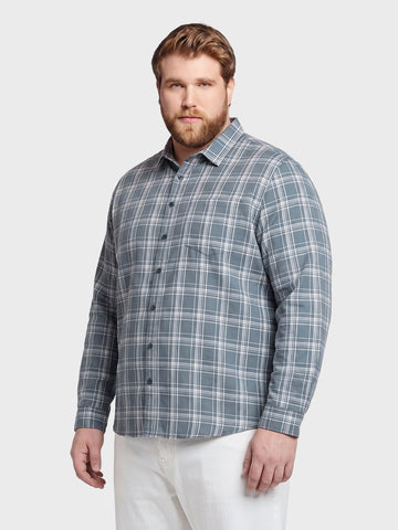 Men's Grey Regular Fit Checkered Casual Shirt