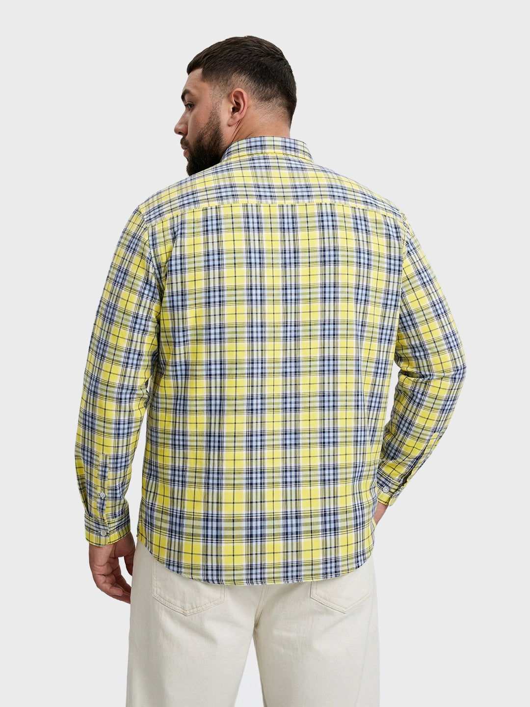 Men's Yellow Regular Fit Checkered Casual Shirt