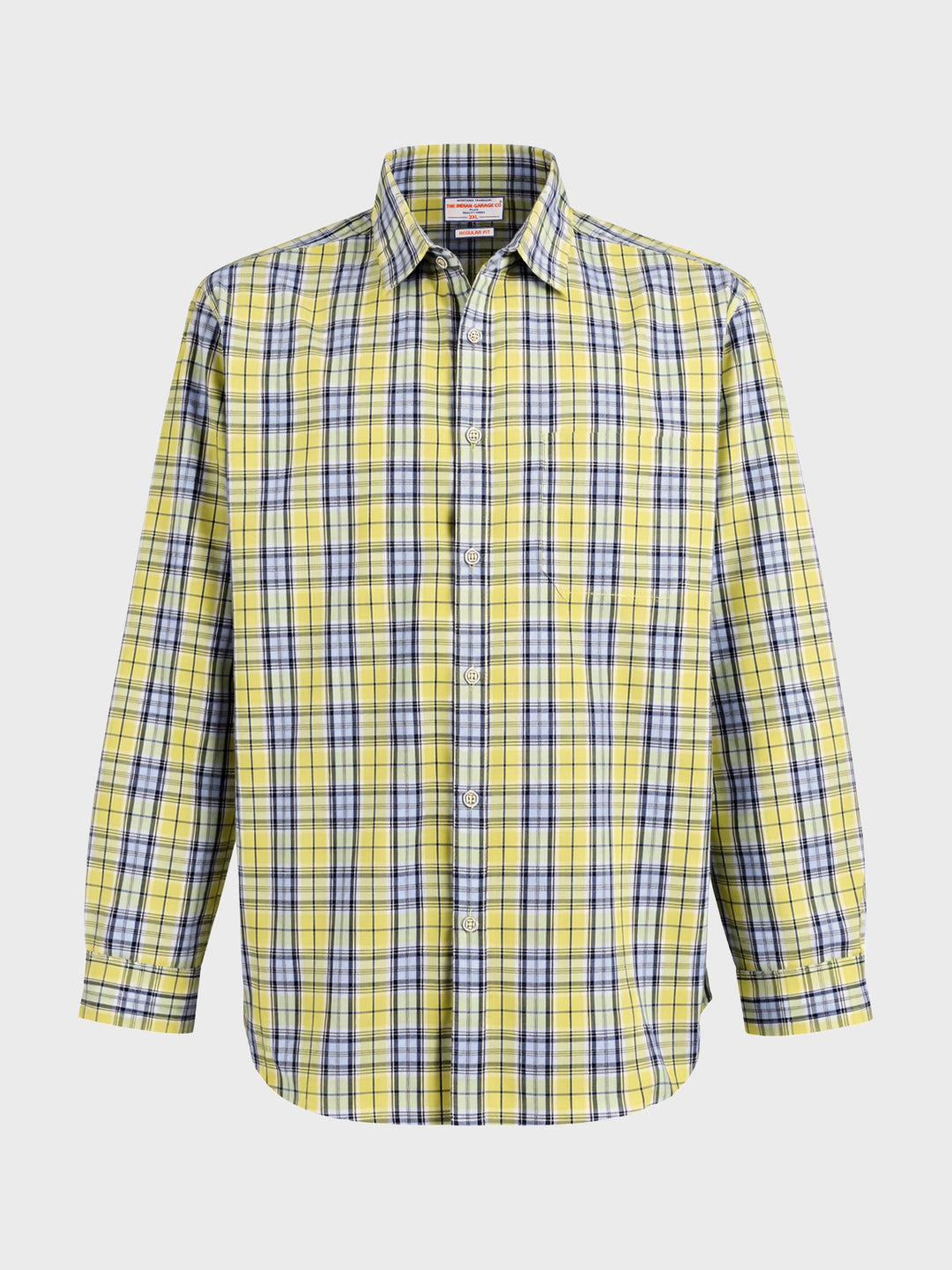 Men's Yellow Regular Fit Checkered Casual Shirt