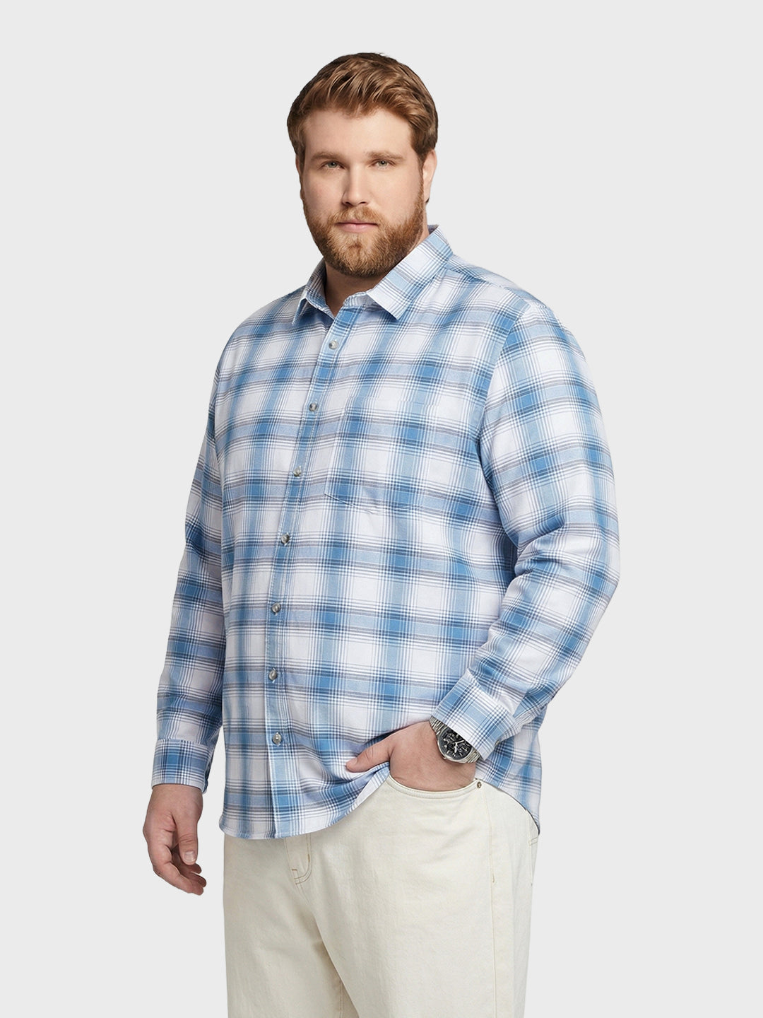 Men's Blue Regular Fit Checked Casual Shirt