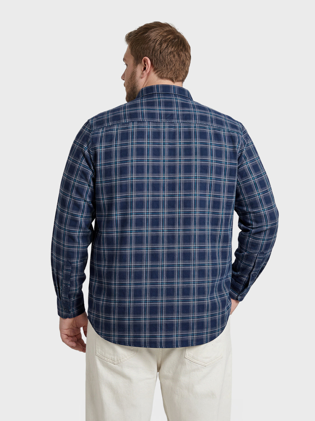 Men's Navy Blue Regular Fit Checkered Casual Shirt