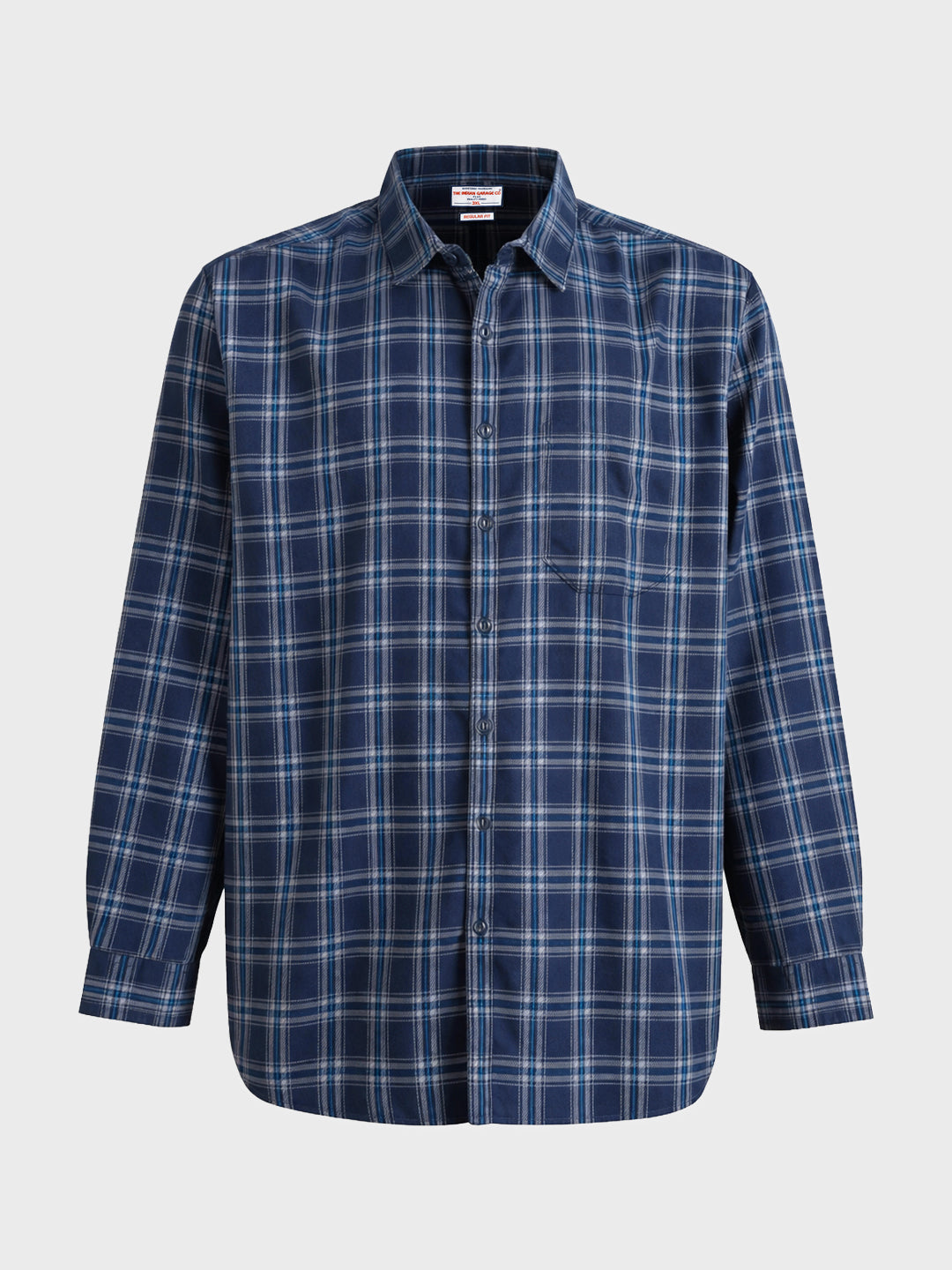Men's Navy Blue Regular Fit Checkered Casual Shirt