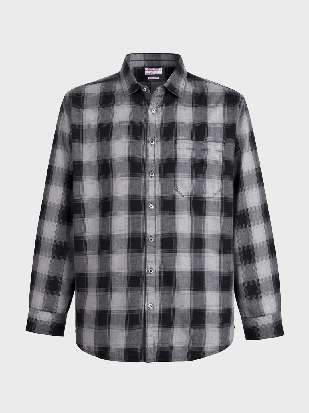 Men's Black Regular Fit Checkered Casual Shirt