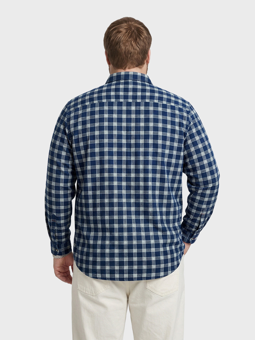 Men's Navy Blue Regular Fit Checkered Casual Shirt