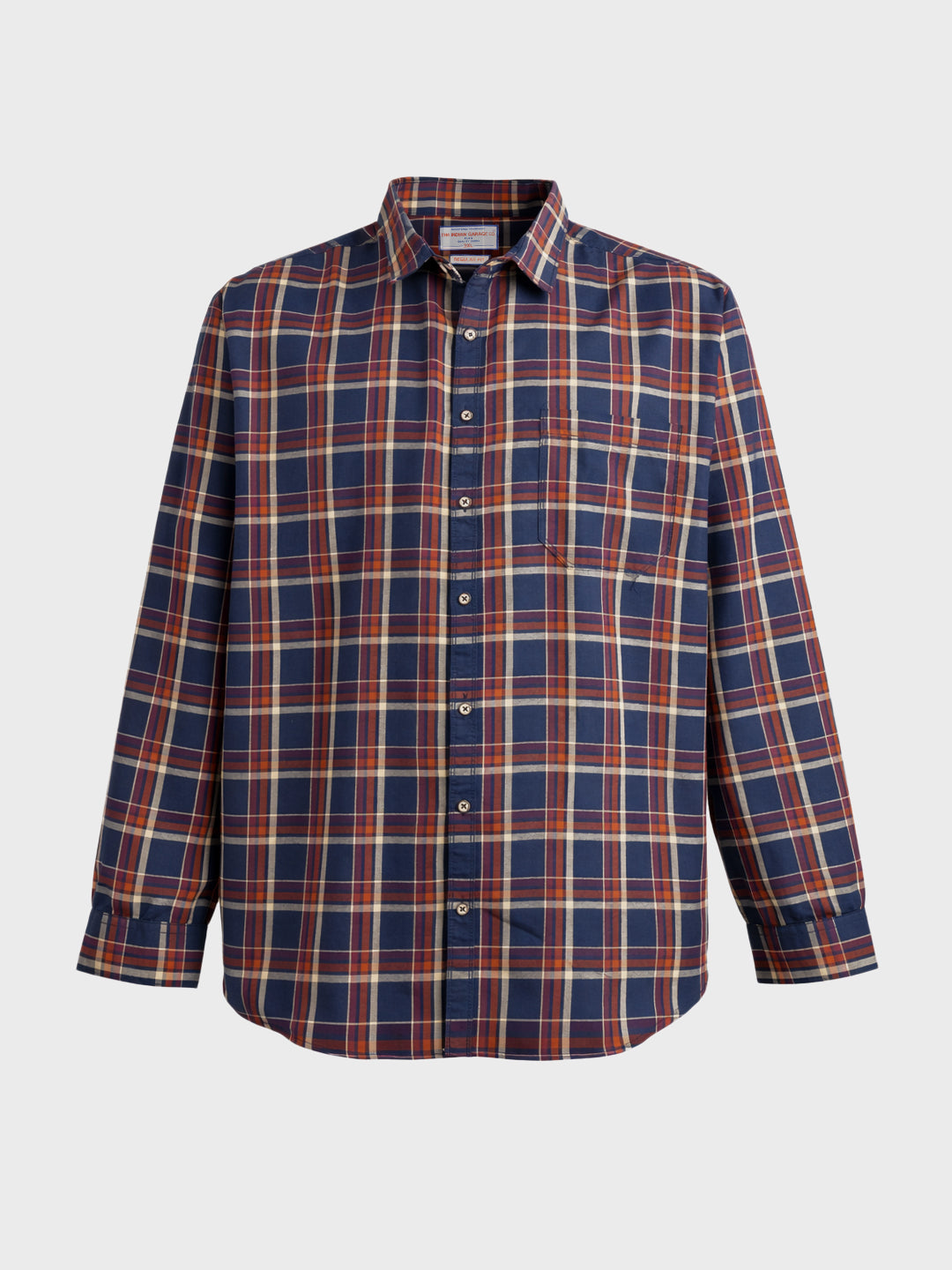 Men's Navy Blue Regular Fit Checkered Casual Shirt