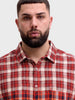 Men's Red Regular Fit Checkered Casual Shirt