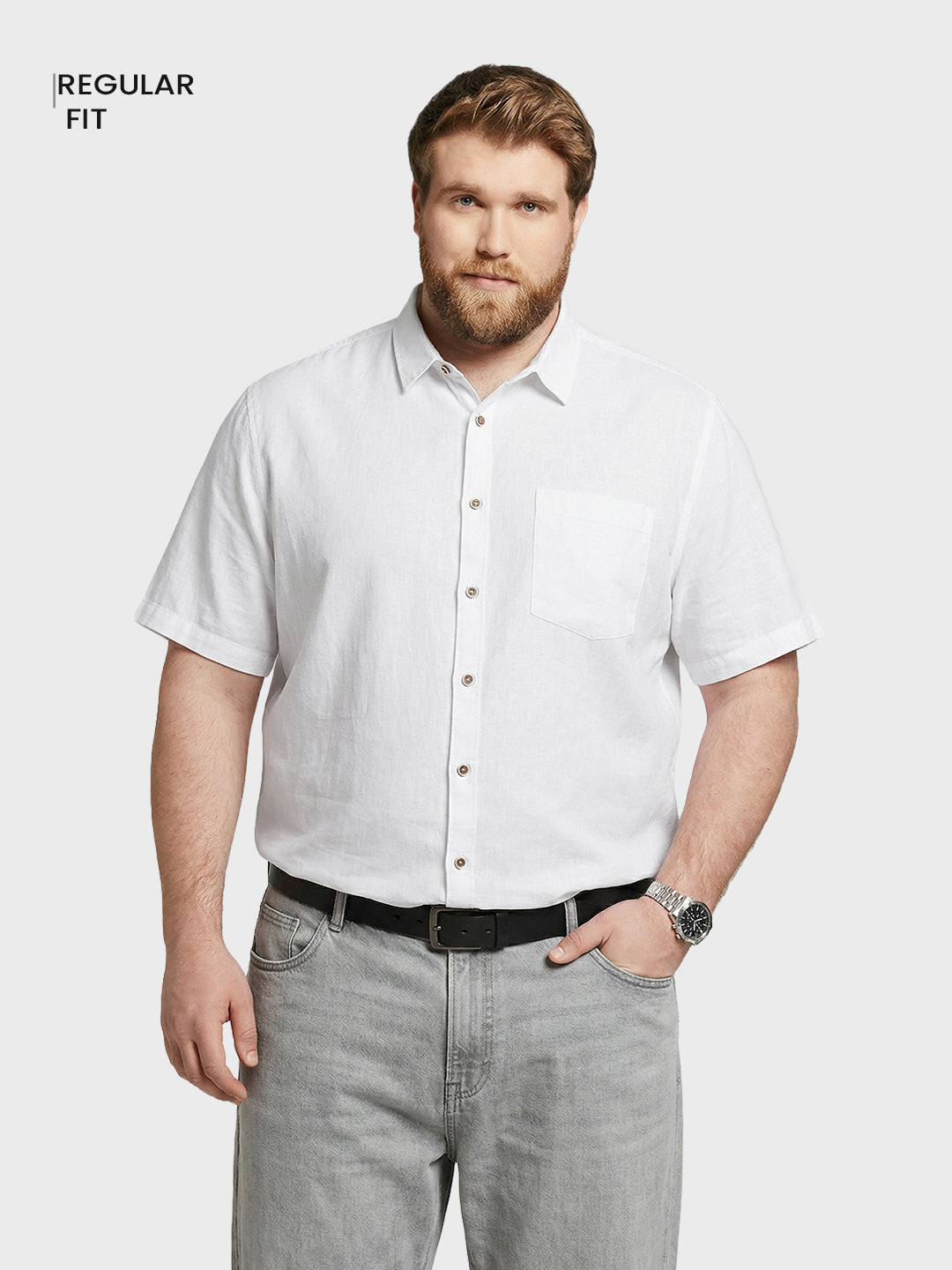 Men's White Regular Fit Solid Casual Shirt
