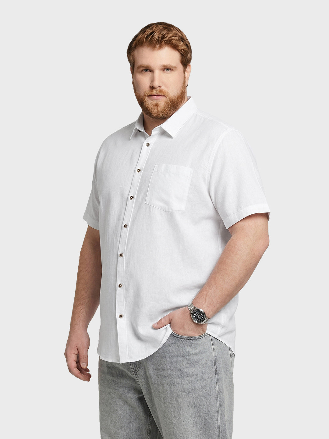 Men's White Regular Fit Solid Casual Shirt