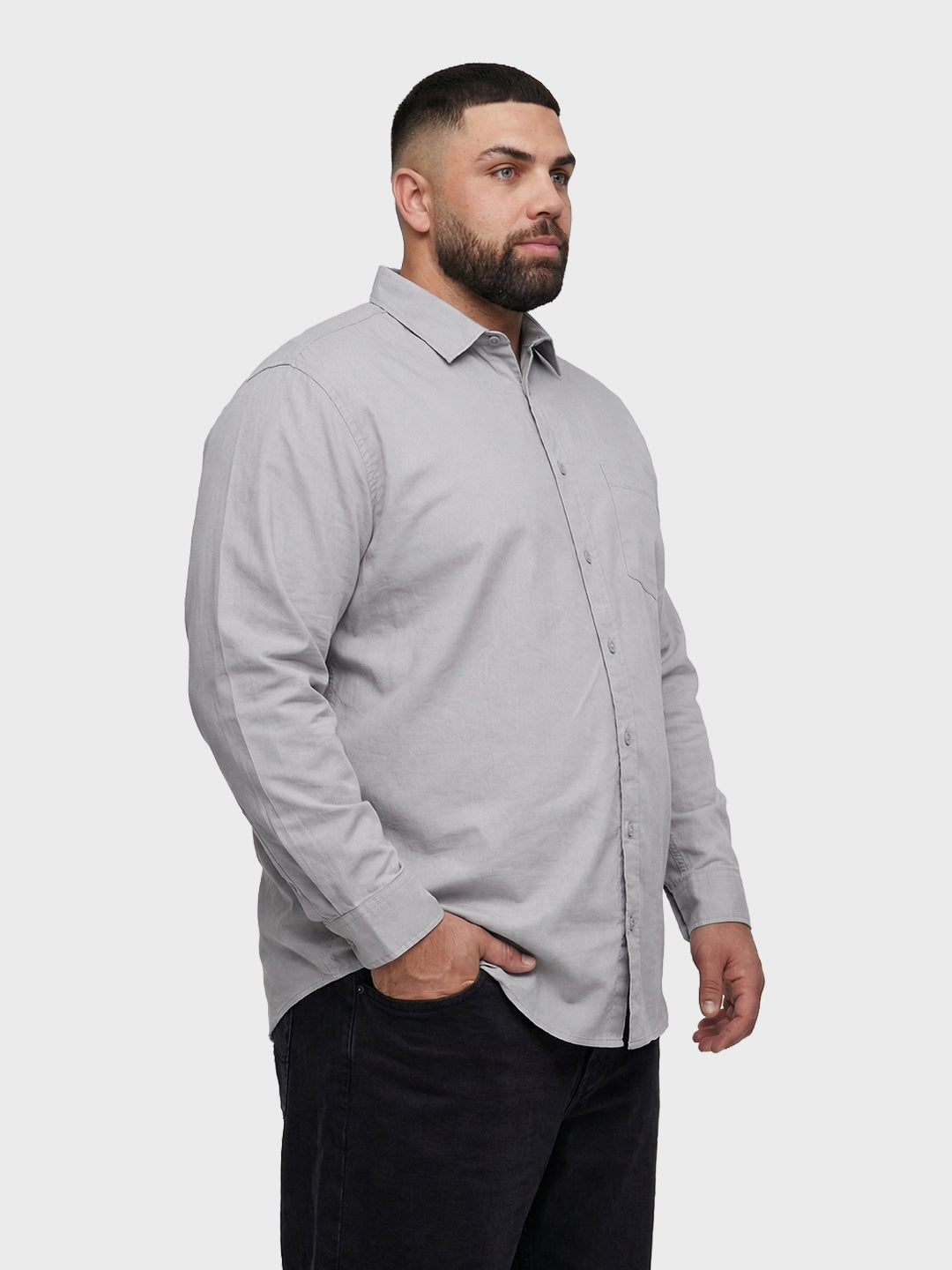 Men's Grey Regular Fit Solid Casual Shirt