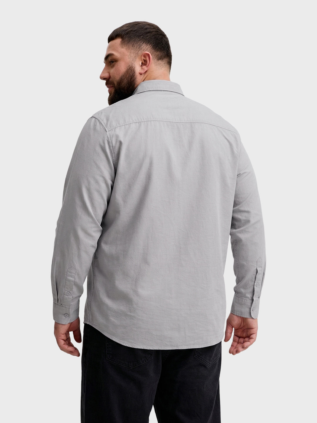 Men's Grey Regular Fit Solid Casual Shirt