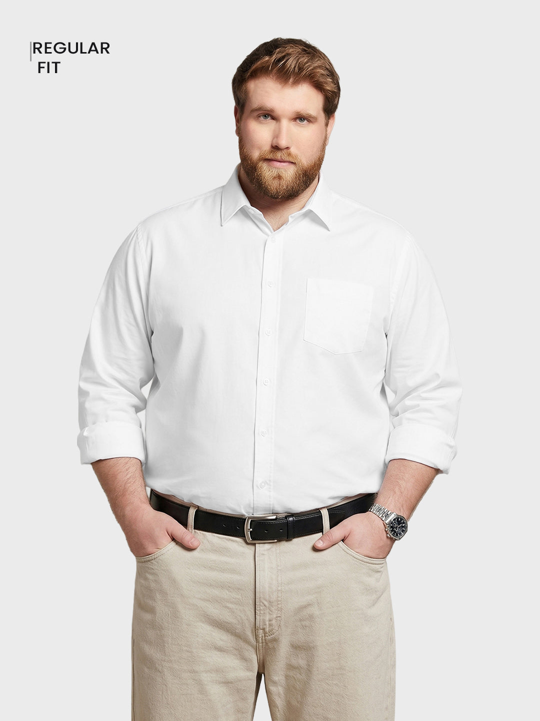 Men's White Regular Fit Solid Casual Shirt