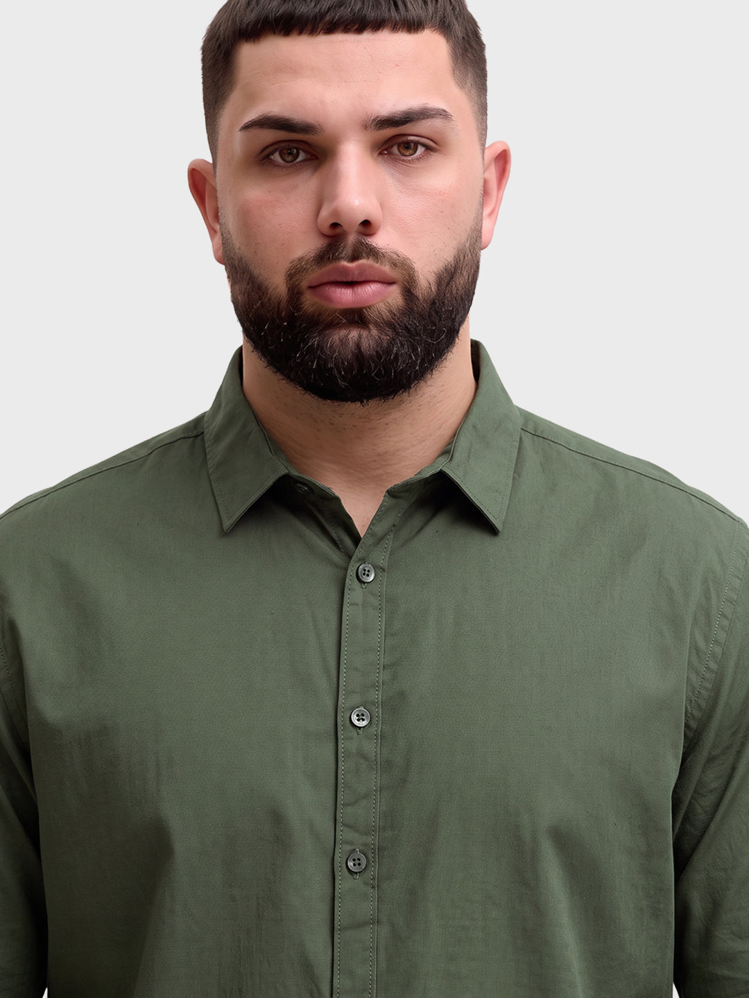 Men's Olive Regular Fit Solid Casual Shirt