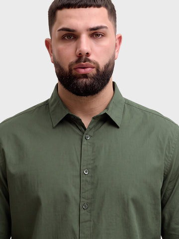 Men's Olive Regular Fit Solid Casual Shirt