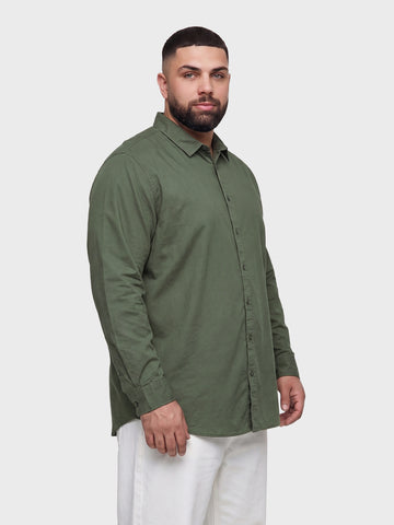 Men's Olive Regular Fit Solid Casual Shirt