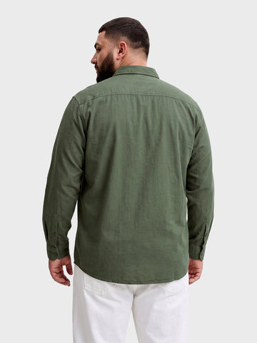 Men's Olive Regular Fit Solid Casual Shirt