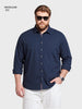Men's Navy Blue Regular Fit Solid Casual Shirt