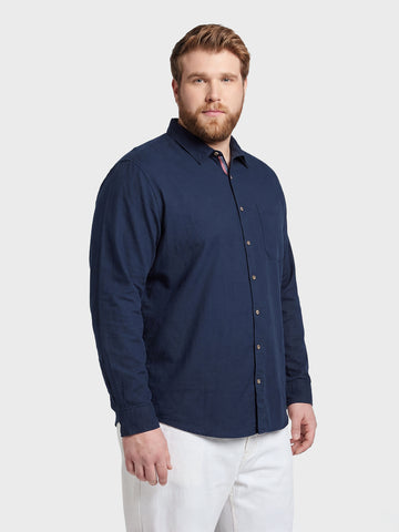 Men's Navy Blue Regular Fit Solid Casual Shirt