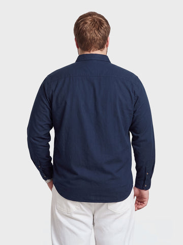 Men's Navy Blue Regular Fit Solid Casual Shirt
