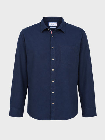 Men's Navy Blue Regular Fit Solid Casual Shirt