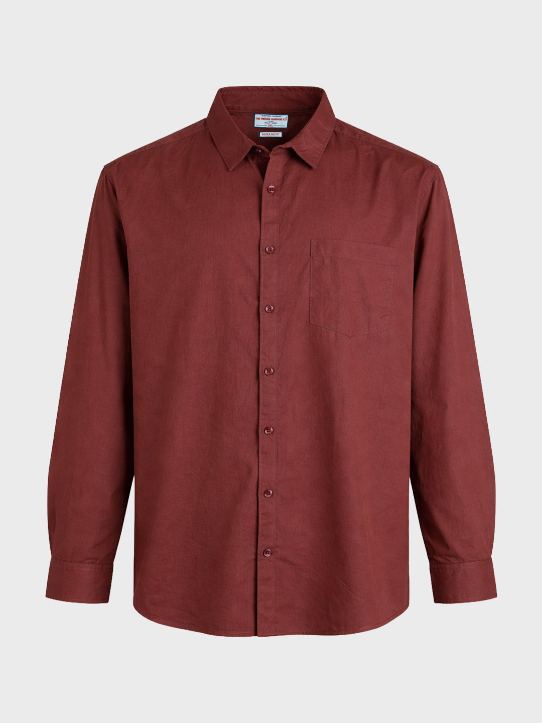 Men's Brown Regular Fit Solid Casual Shirt