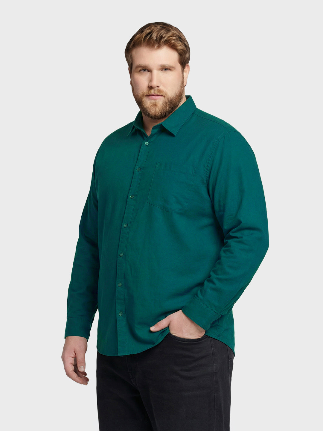 Men's Teal Regular Fit Solid Casual Shirt
