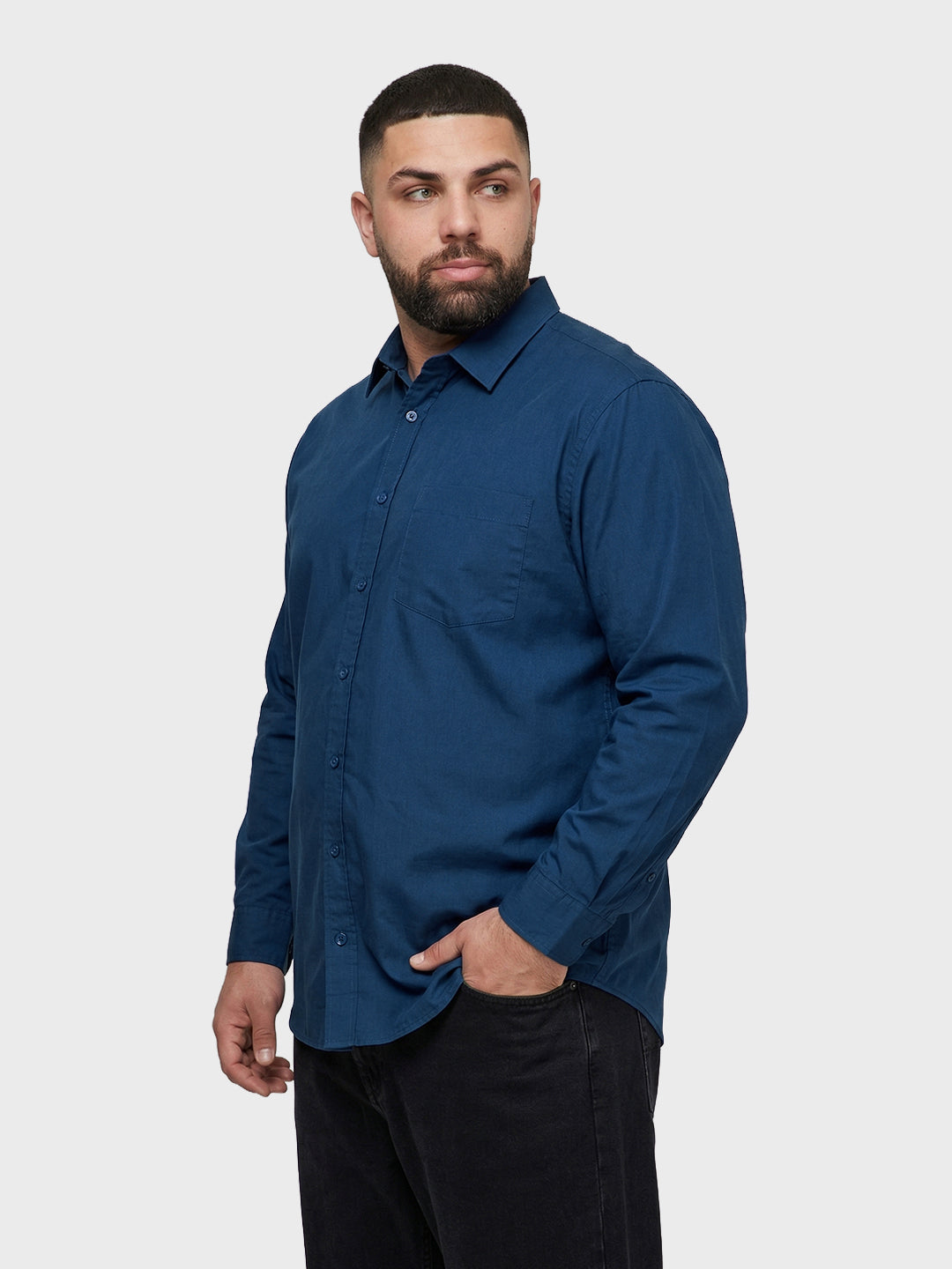 Men's Blue Regular Fit Solid Casual Shirt
